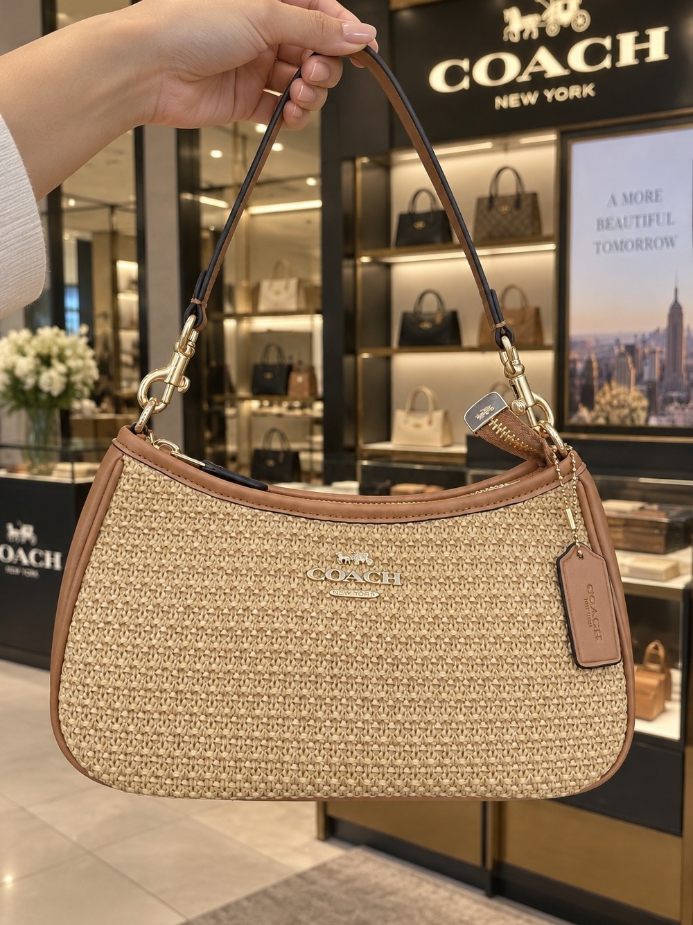 Coach Straw Teri Shoulder Bag